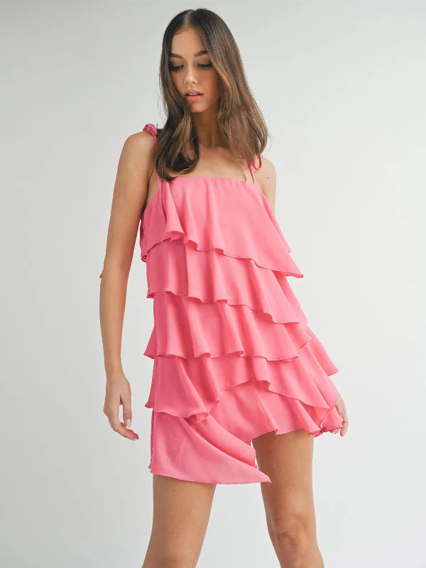 Signature Style Essentials WOMEN'S SLEEVELESS TIERED RUFFLE MINI DRESS