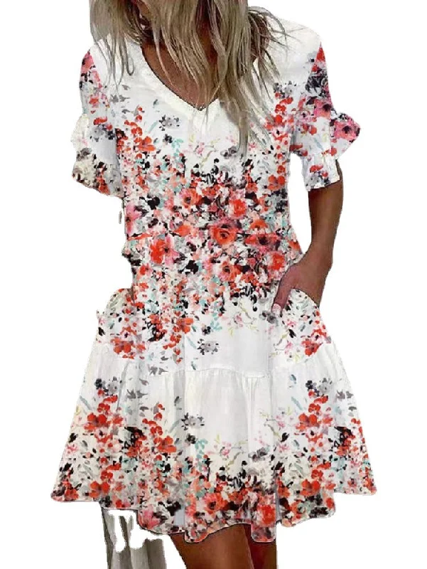 Women’s Seasonal Fashion Trends Etta Pocketed Floral Tiered Babydoll Dress