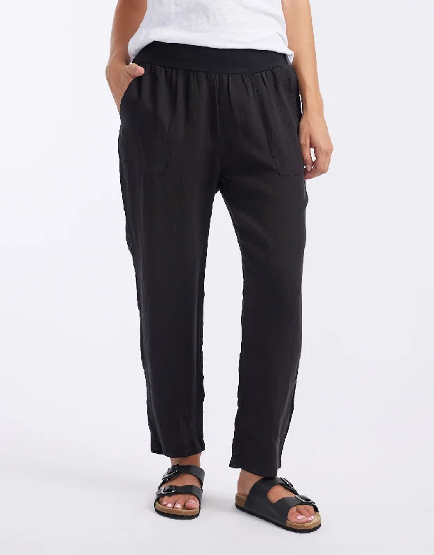 Casual Dresses for Women Sybil Jersey Waist Linen Pants - Black