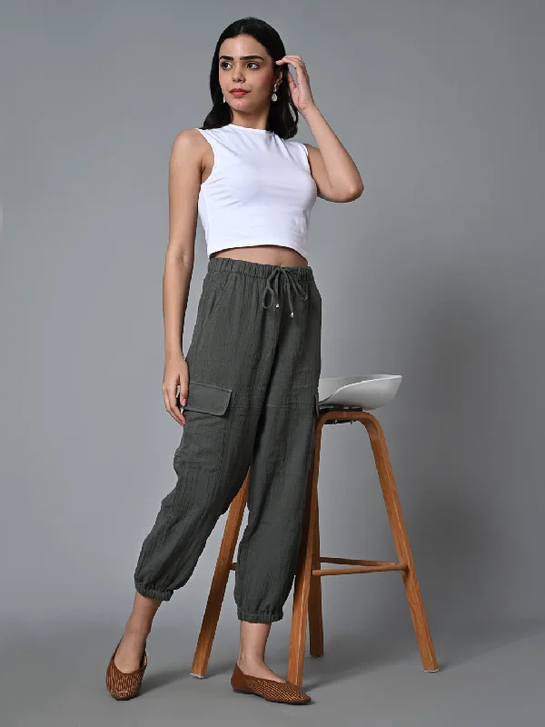 Timeless Elegance Redefined Women's Grey Cotton Jogger Pant