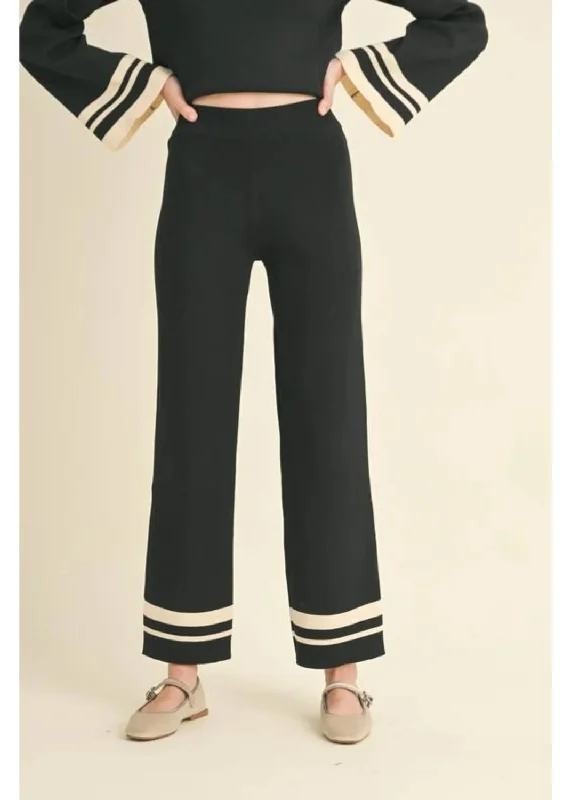 Crazy Discounts, Hurry Up Colorblock Sweater Pants In Black/ivory