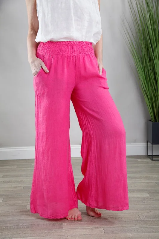 Hot Brand Discounts Linen Palazzo Pants Fuchsia