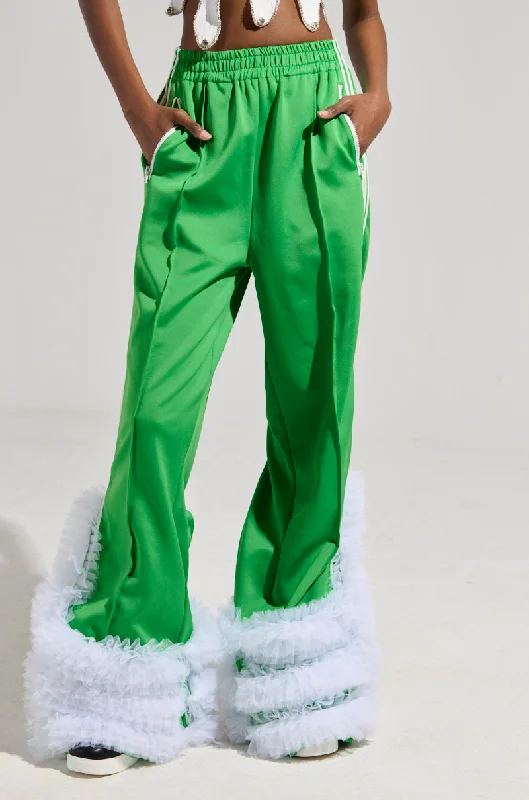 Fashionable Casual Tops MODERN JAM TRACK PANT WITH TULLE IN GREEN