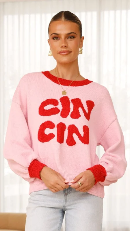 Travel Essentials Cin Cin Sweater - Pink / Red