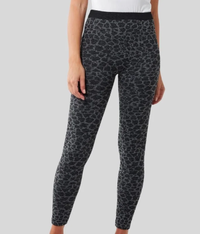 Flash Sale Now Leopard Jacquard Fleece Lined Leggings