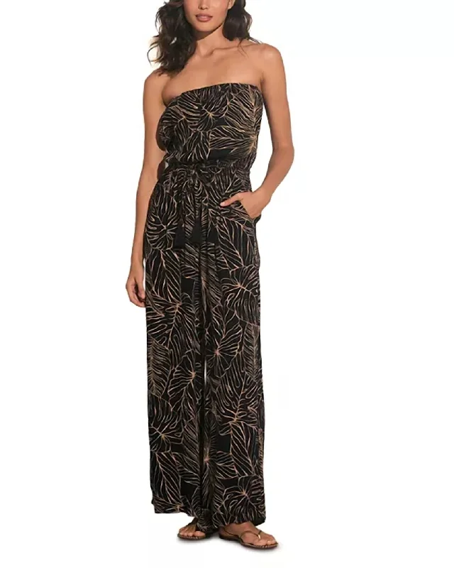 Sales Clothes Strapless Tropical Jumpsuit In Blk Natural