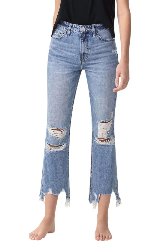 Boutique Styles High Rise Relaxed Straight Jeans In Intelligence