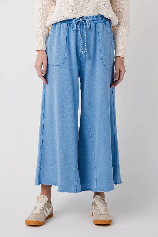 Elegant Simplicity Wardrobe Easel Washed Terry Knit Wide Leg Pants