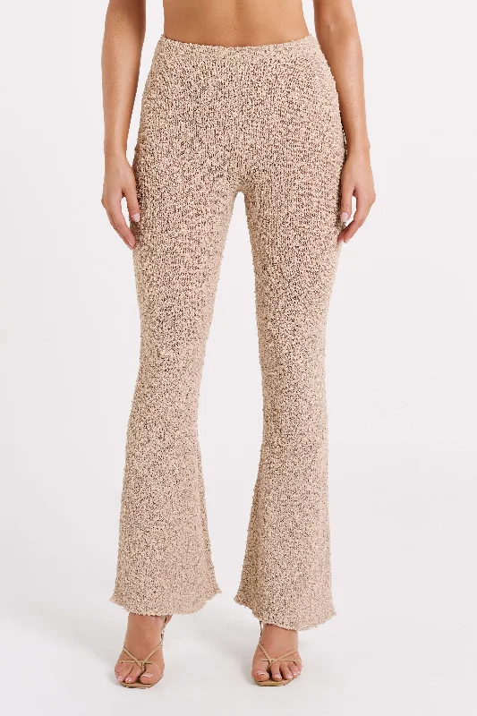 Premium Style Irma Flared Boucle Pants - Wheat