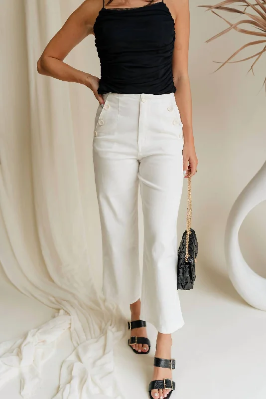 Women’s Fashion Essentials Poppy Buttoned Wide Leg Pants In White