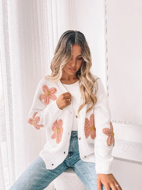 Women’s Fashion Clothing Lyrise Cardigan - White Floral