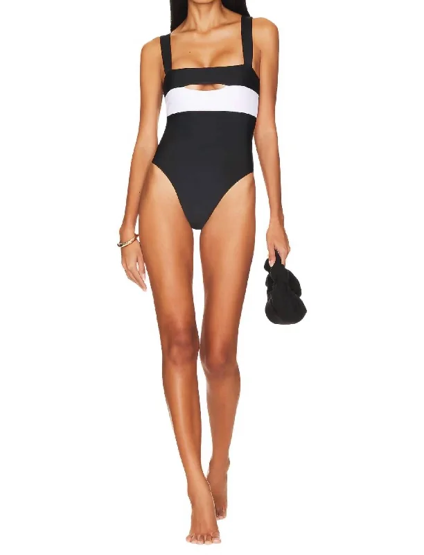 Earthy Tones Daytona One Piece Swimsuit In Black,white