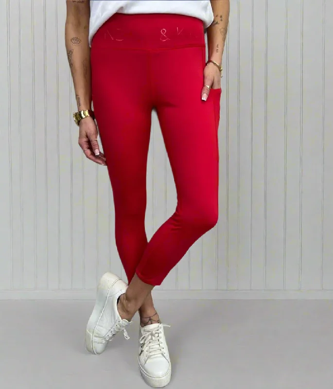 All Season Fashion Collection Red Kendall & Kylie High Waisted Gym Leggings