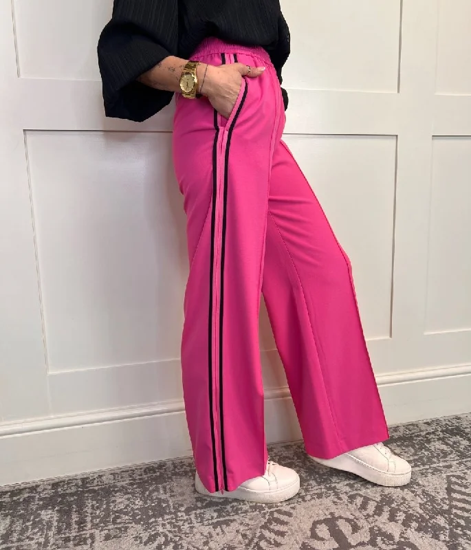 Seasonal Trends Pink Side Stripe Wide Leg Trousers