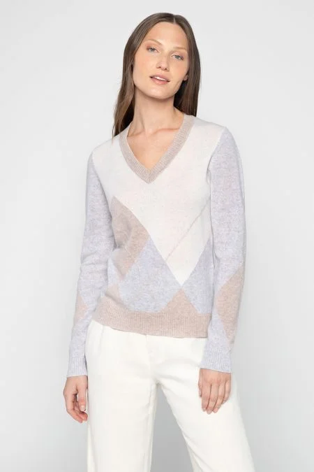 Fashion Forward Femininity Kinross Cashmere Argyle Vee