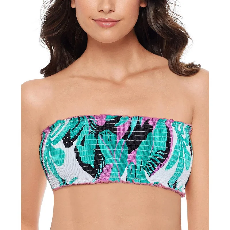 Limited Styles Womens Printed Ruffled Swim Top Separates