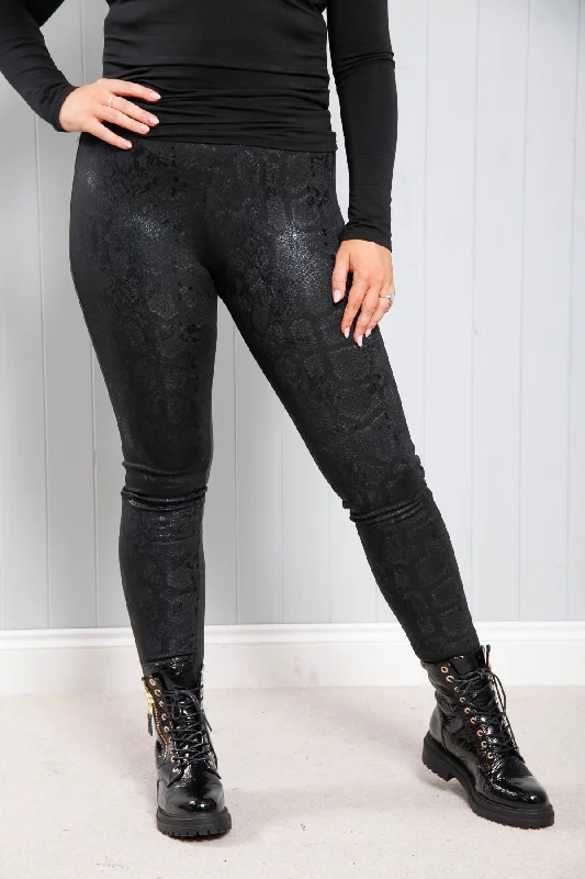 Fashion Sale Black Snakeprint Leggings