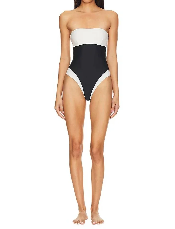 Free Spirited Fashion Moani Strapless One Piece In Black,white