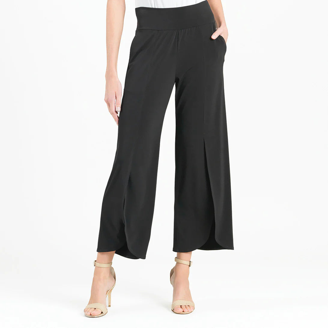 Style Streetwear Front Slit Ankle Petal Pant - Black