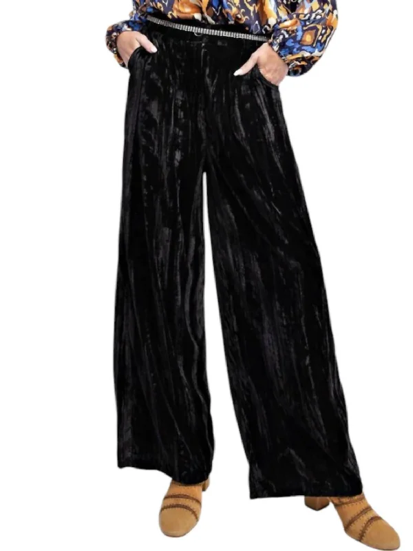 Stylish Looks Ice Velvet Wide Pants In Black