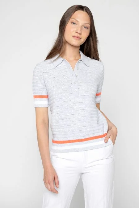 Luxury Women’s Clothing Kinross Cashmere Tipped S/S Polo