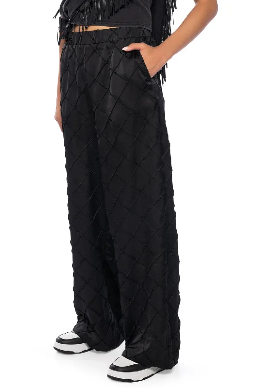 Fresh Styles, Fresh Deals TEXTURED SATIN WIDE LEG TROUSER IN BLACK