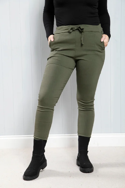 Style Beyond Borders Khaki Plain Magic Pants