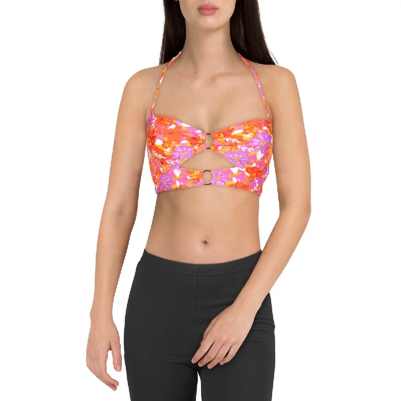 Chic Style Juniors Womens Floral O-Ring Swim Top Separates