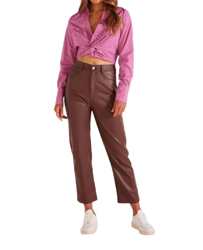 Women’s Activewear for Exercise and Sports Lani Faux Leather Pant In Choc