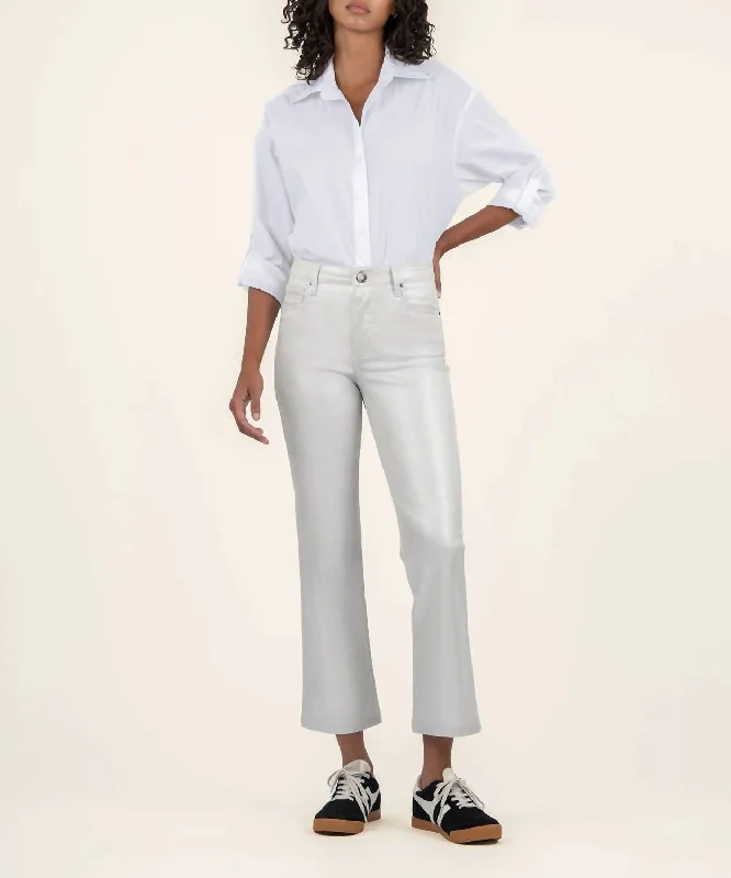 Fashionista Favorites Kelsey Coated Ankle Flare Jeans In Light Silver