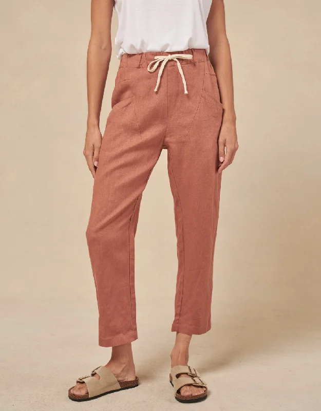 Casual and Comfortable Outfits Luxe Linen Pants - Terracotta