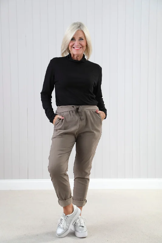 New Styles Just In Mocha Plain Magic Pants