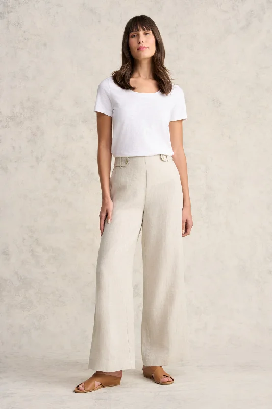 New Arrival Discount Full Length Waist Tab Linen Pant - Natural Cross Dye