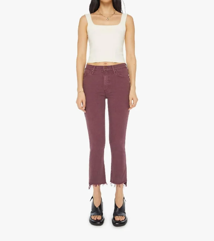 Break Fashion Norms Insider Crop Step Fray Jeans In Mauve Wine