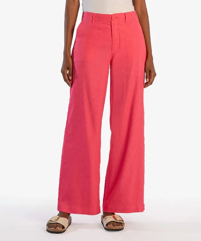 Gorgeous Glamour Collection Meg Linen Wide Leg Pants In Punch