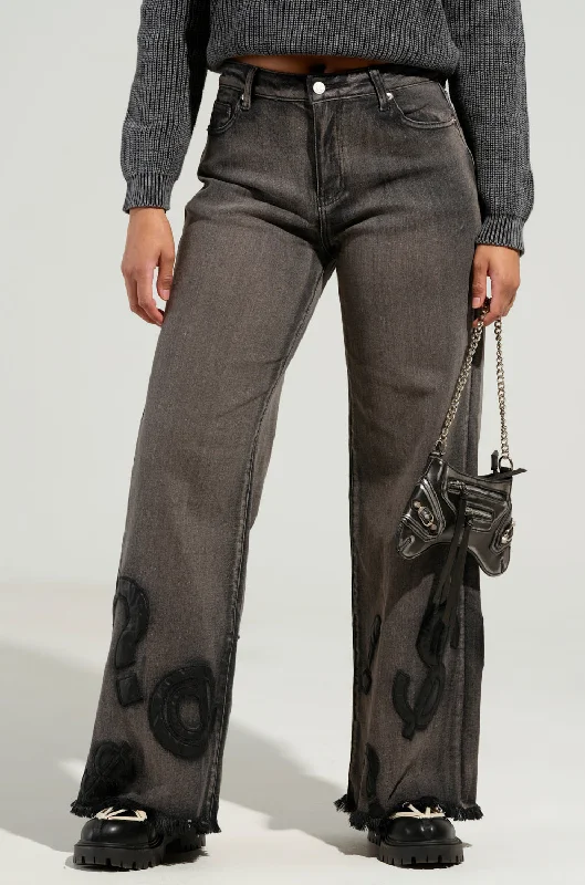 Effortless Chic for Women READ MY LIPS PATCHWORK DENIM JEANS