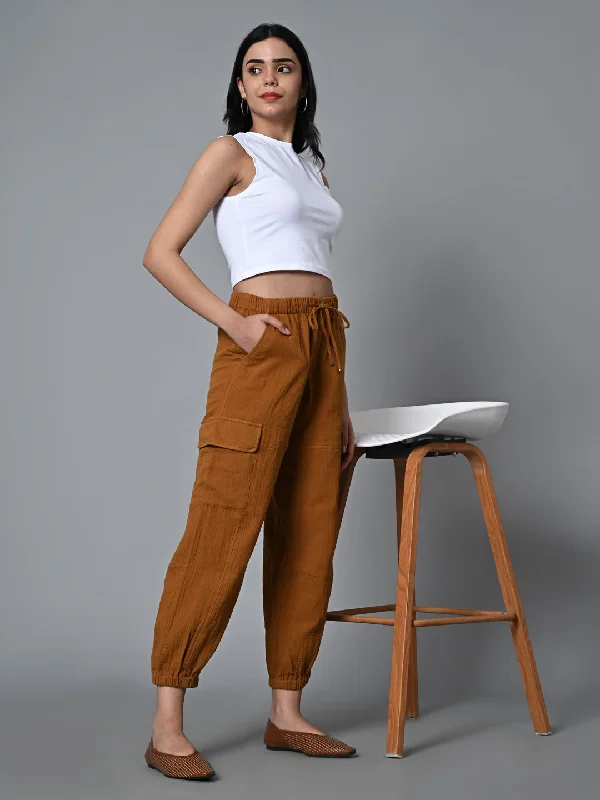 Cutting Edge Fashion Women's Mustard Cotton Jogger Pant