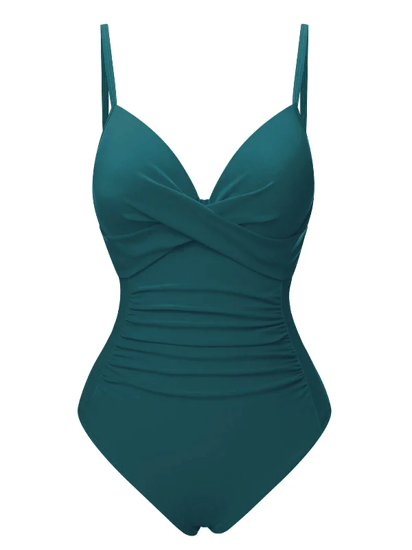 Luxury Fashion 1940s Solid Bandage One-Piece Swimsuit