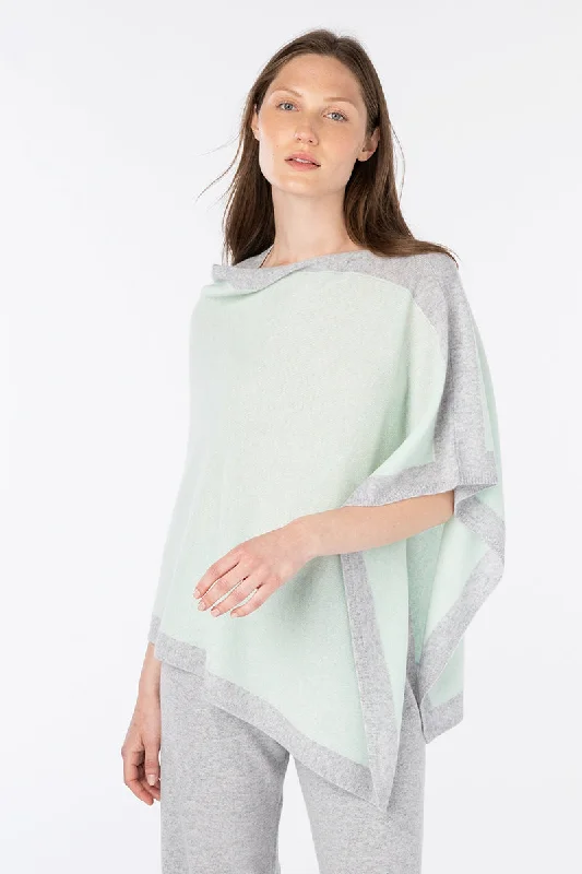 The Epitome Of Modern Women's Fashion Kinross Cashmere Contrast Trim Poncho