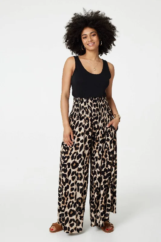 Your Timeless Wardrobe Awaits Animal Print High Waist Wide Leg Trousers