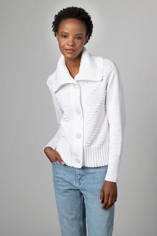 Women's Fashion Hotspots Kinross Cashmere Textured Crop Button Cardigan