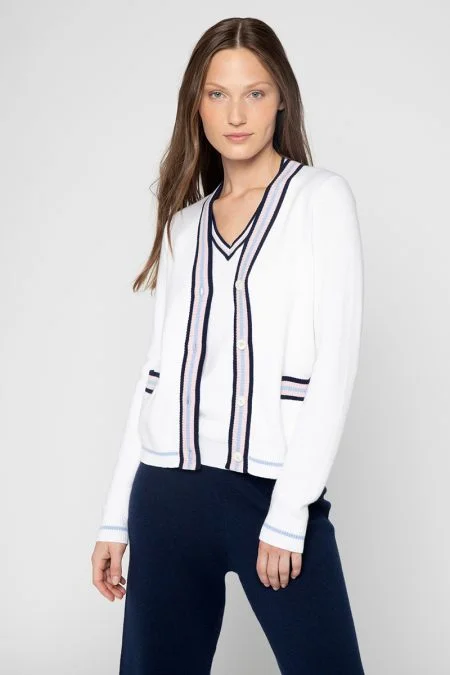 Style Redefined Kinross Cashmere Tipped Vee Cardigan