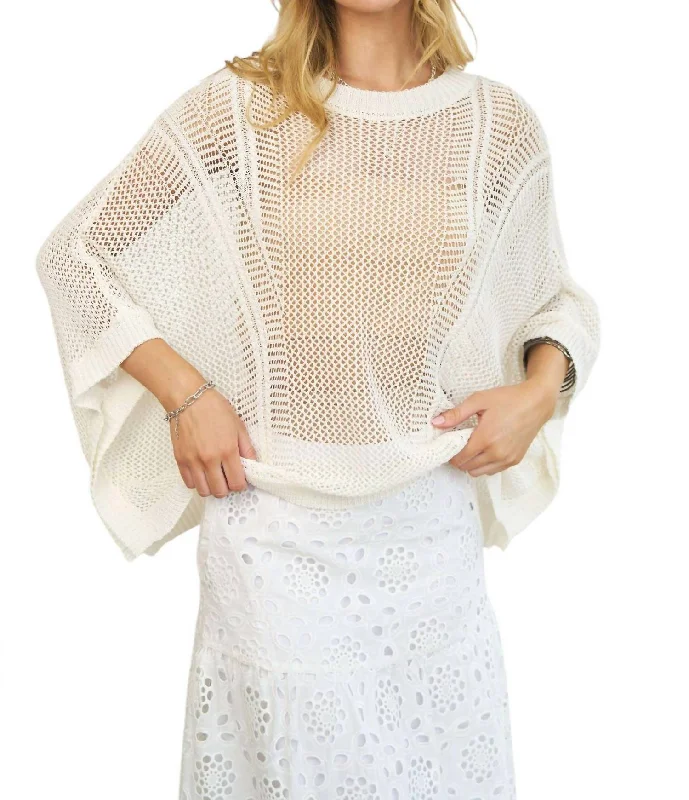 Modern Casual Clothing Send A Message Mesh Sweater In White