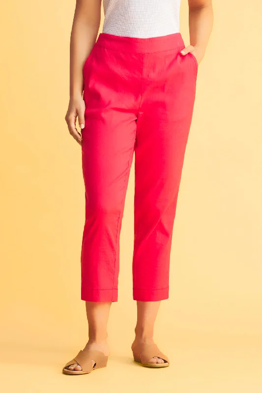 Designer Women’s Fashion Online Tab Detail Tapered Pant - Hibiscus