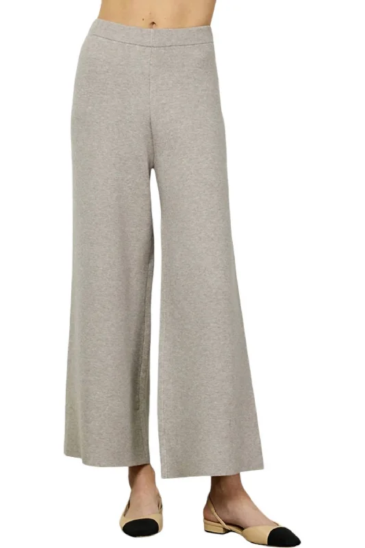 Trendy Online Boutiques Cropped Wide Sweater Pants In Grey Melange