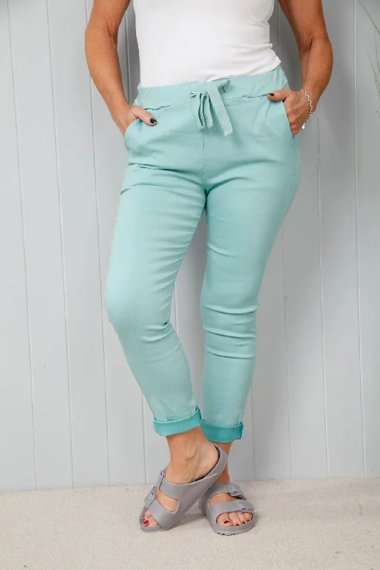 Bid Farewell To The Old Season Plain Magic Pants Aqua